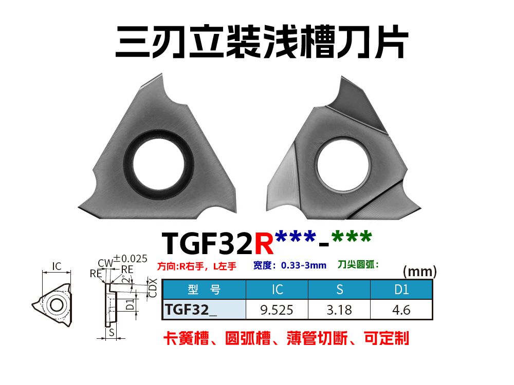 1mm三刃切槽切斷刀片TGF3